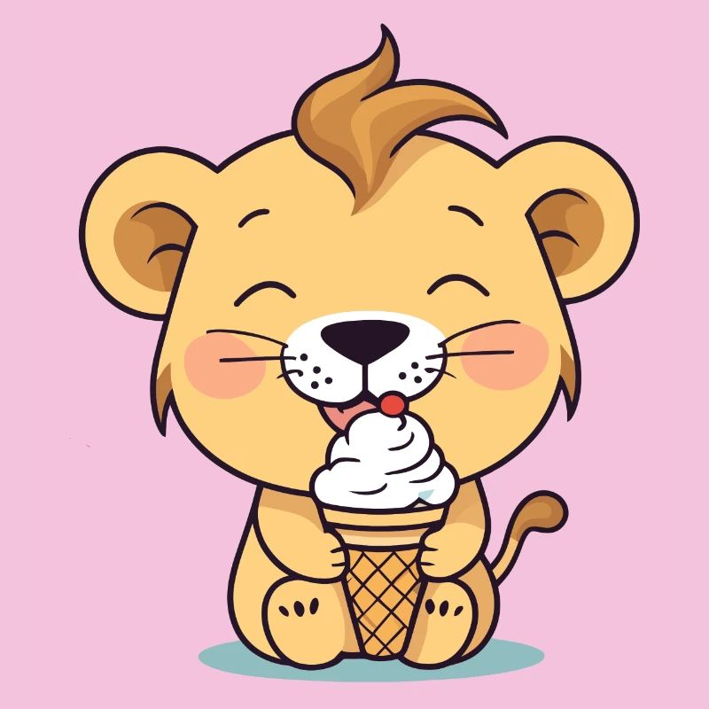 Löwe isst eis