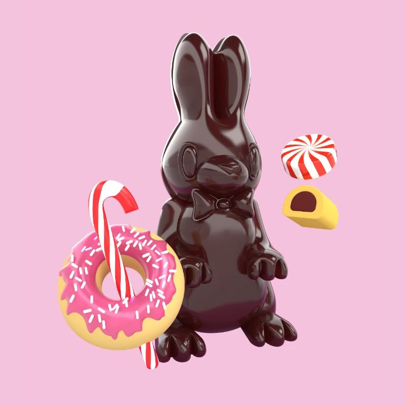 3D Chocolate Bunny with Candy – Cute Candy Art