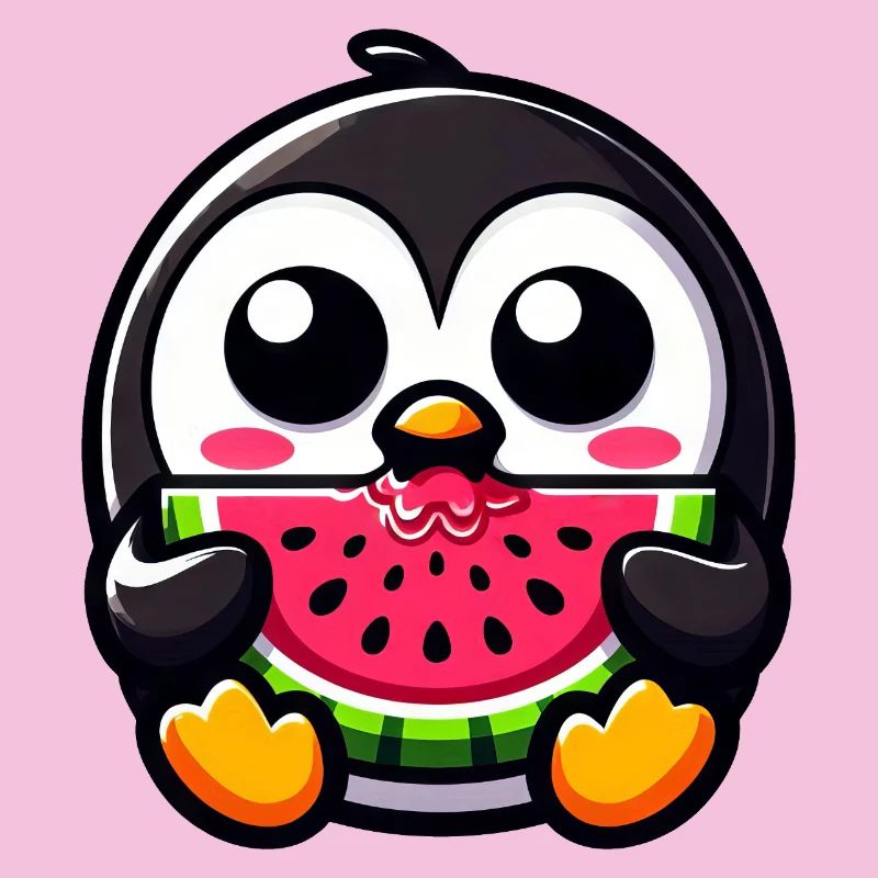 Pingouin mignon avec Melon Chibi Fruit Sweet