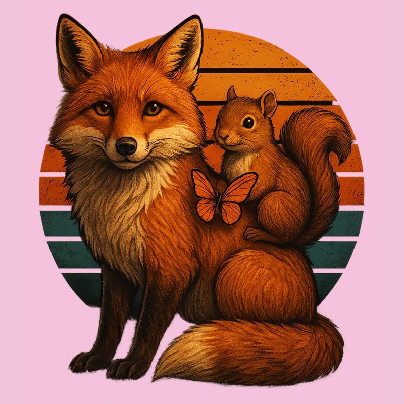 Fuchs Eichhörnchen Retro Tierfreunde