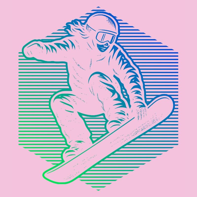 Snowboarders in neon gradient