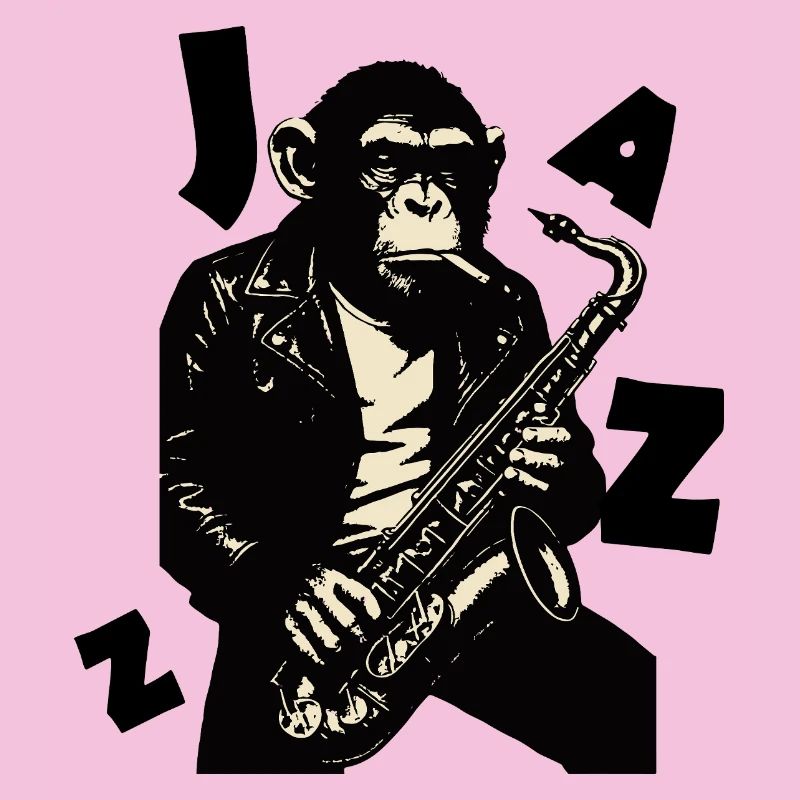 Saxophonaffe in Lederjacke