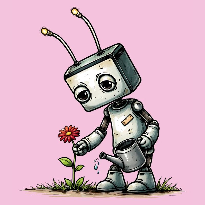 Robot arrosant une fleur