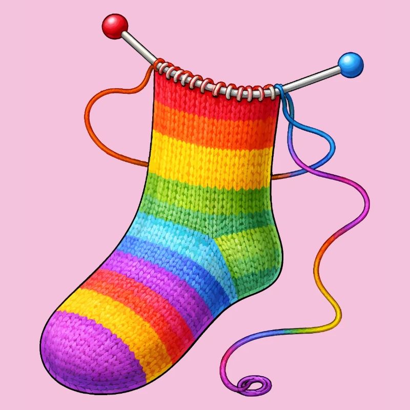 Gestrickte Regenbogen Socke Illustration 