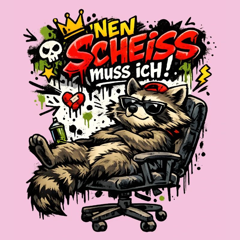 Lustiger Waschbär Spruch Nen Scheiss muss ich