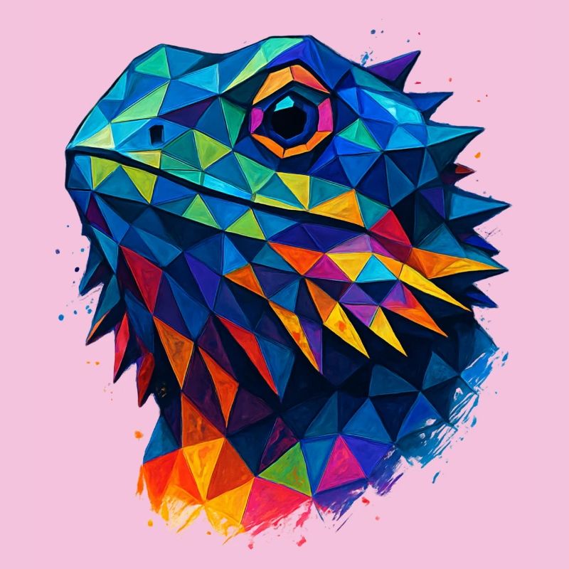 Bearded Dragon Geometric Style Low Poly Blue