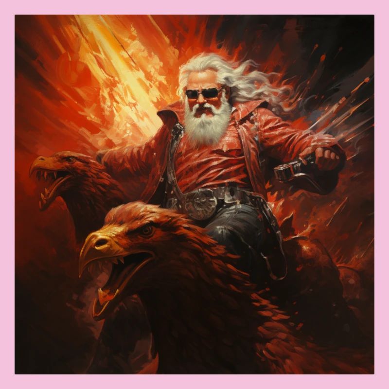 Santa rides through hell flying devil birth