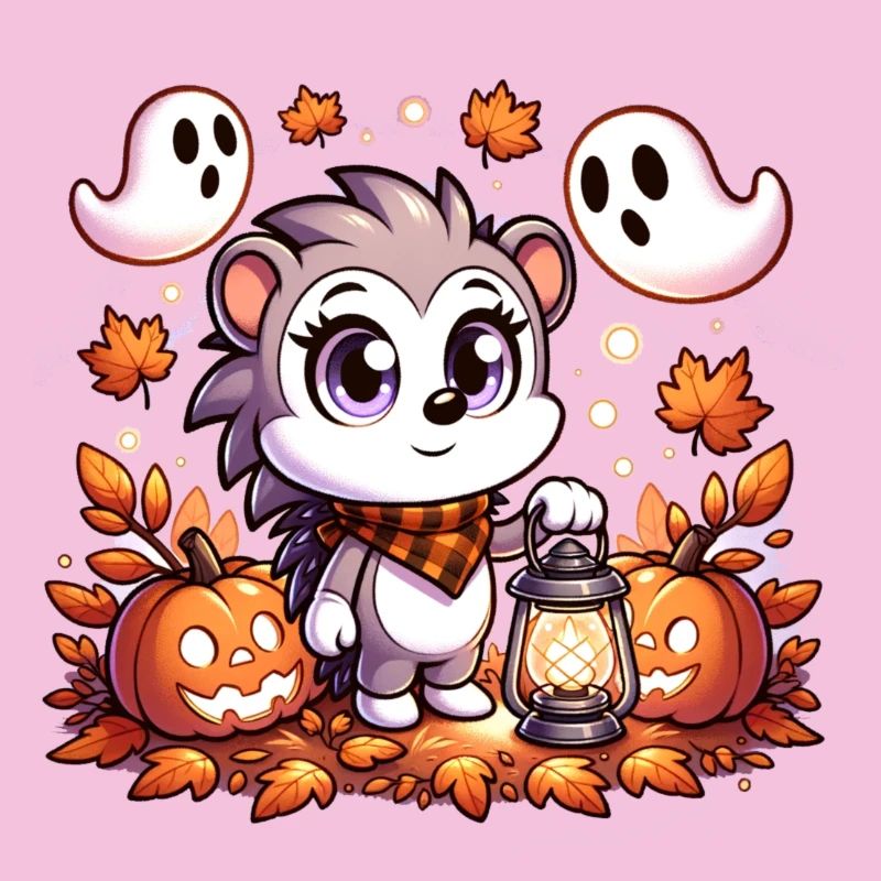 Halloween Igel mit niedlichen Geistern
