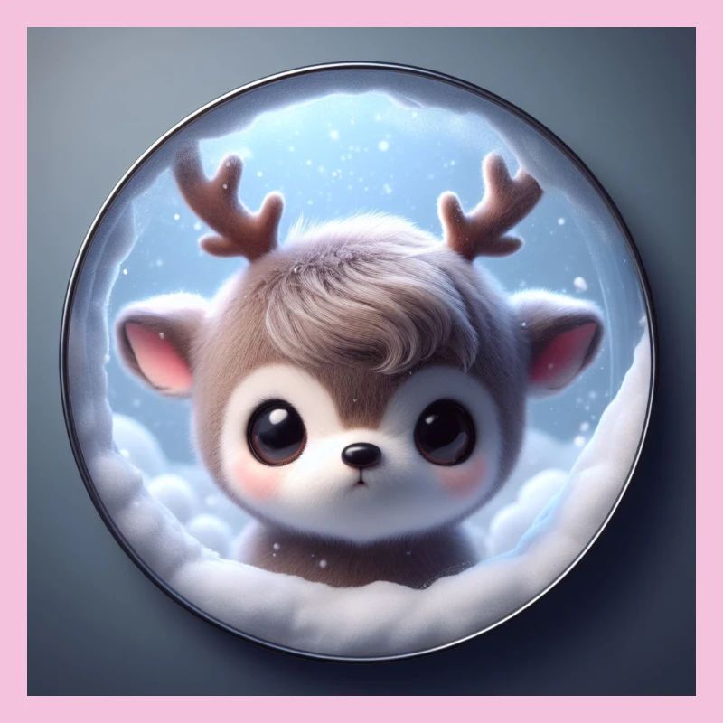 Cute little reindeer on clouds