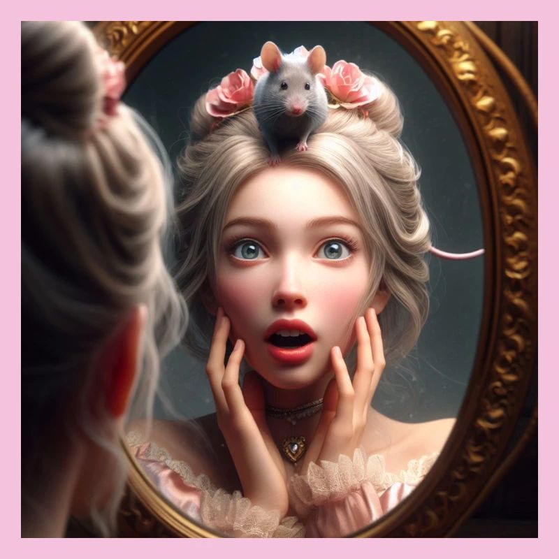 Princesse et son reflet avec la souris