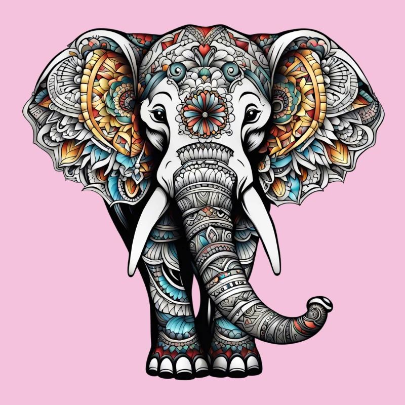 Colorful elephant in tattoo style