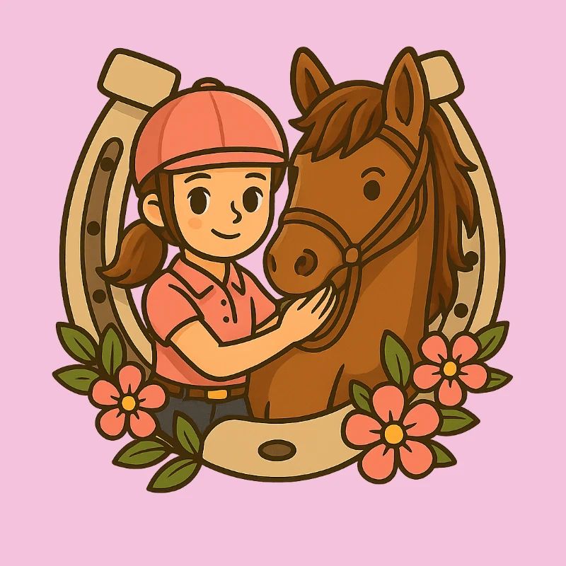 Petite cavalière et son cheval mignon