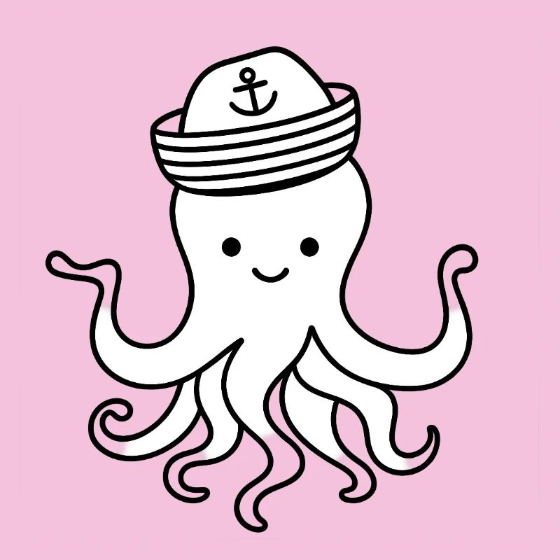Niedlicher Oktopus mit Ankerhut