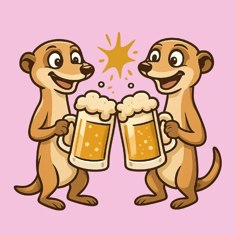 Fröhliche Ottern mit Bier