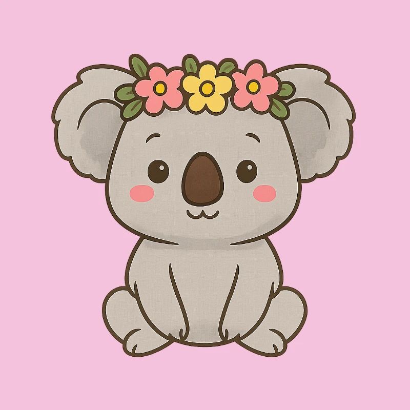 Mignon koala avec couronne de fleurs