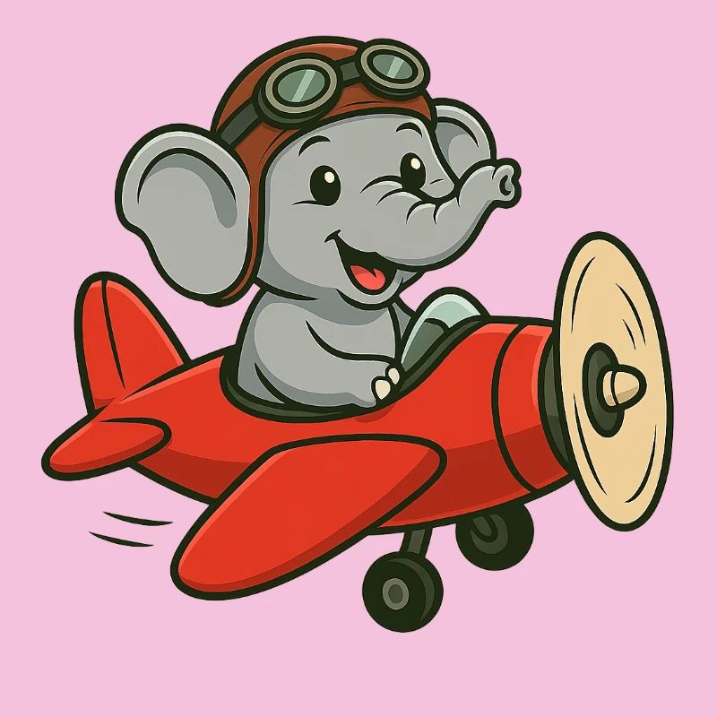 Cute elephant pilot in airplane