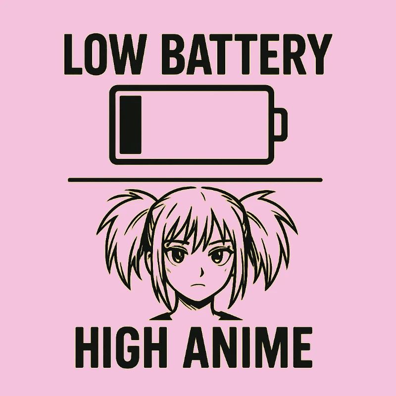 Fille d’anime avec avertissement de batterie