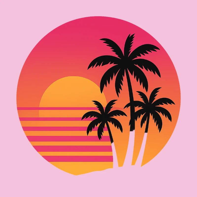 Retro Sunset Palmen | 80s Strand Vibes