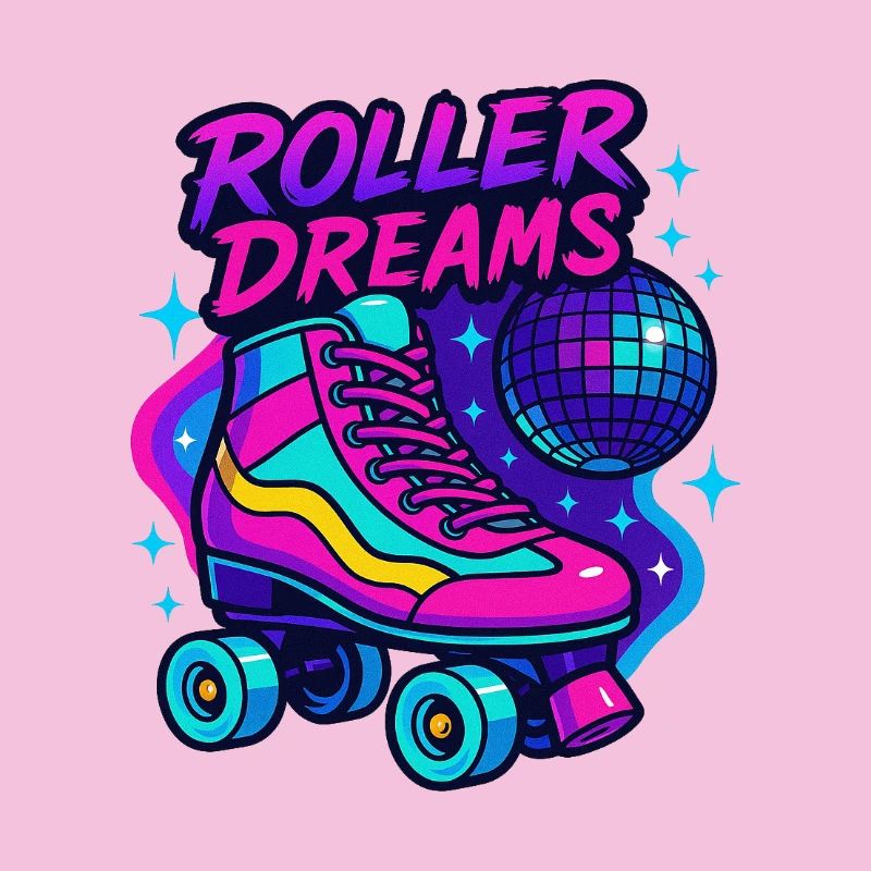 Neon Roller Skates Disco Design