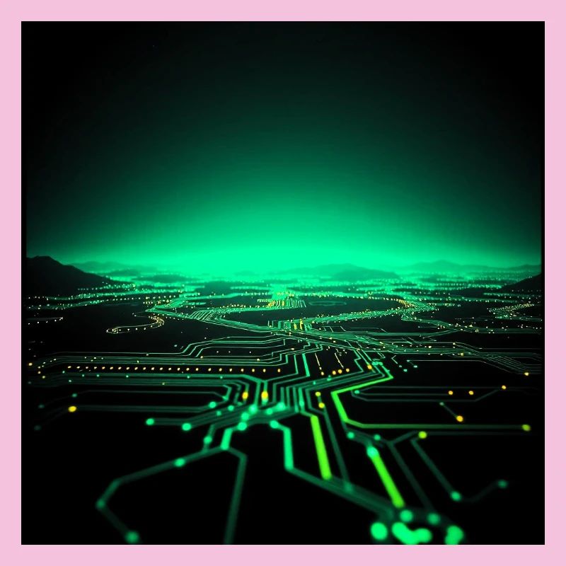 Neon Tech City Skyline