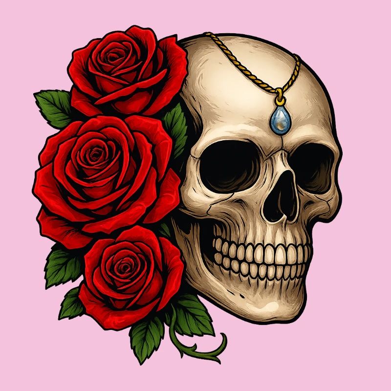 Roses & Crânes Tattoo Design