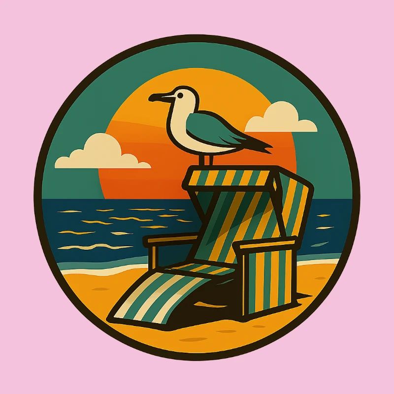 Beach chair design with seagull