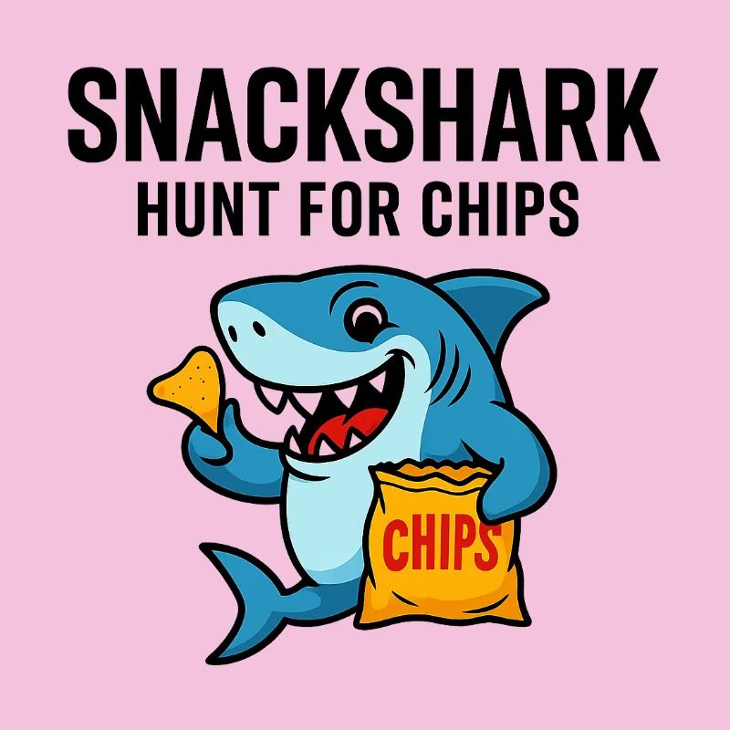 Cute shark with chips