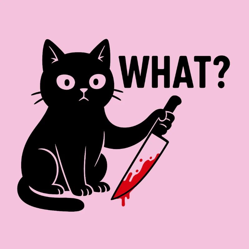 Chat noir avec couteau – Drôle d’Halloween