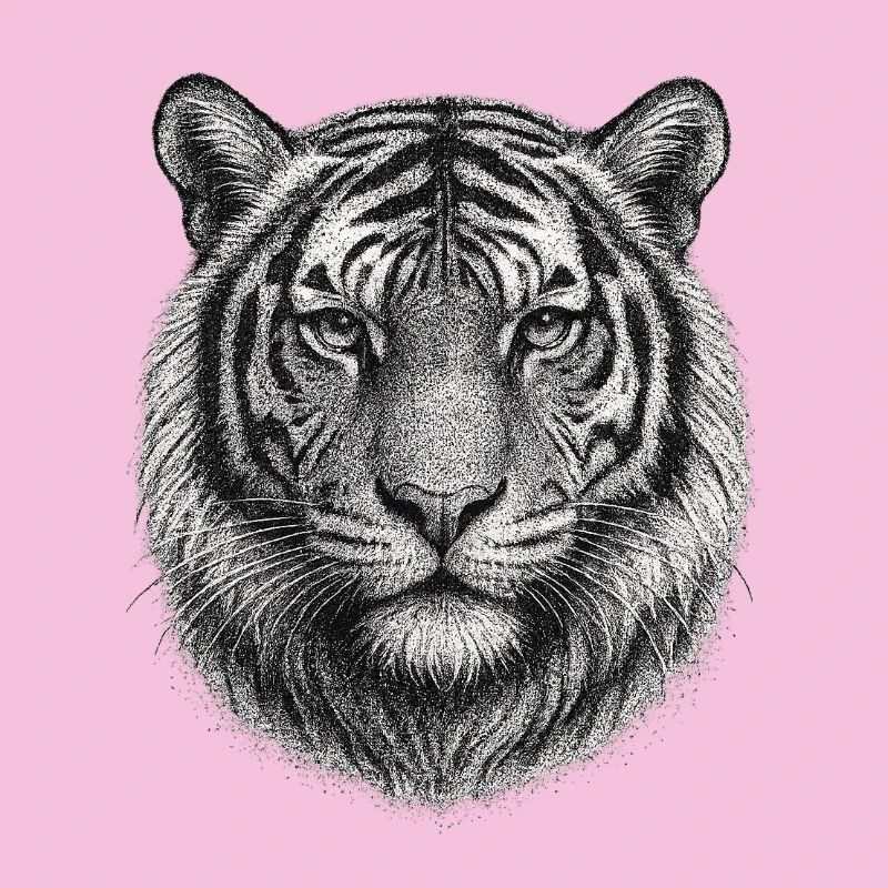Black and White Tiger Head Drawing