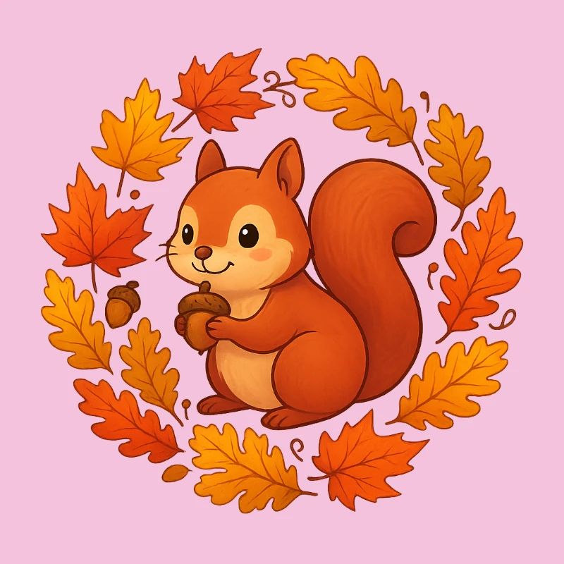 Herbstliches Eichhörnchen im Laubkranz
