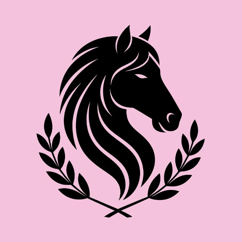 Horse Head Leaf Wreath Silhouette