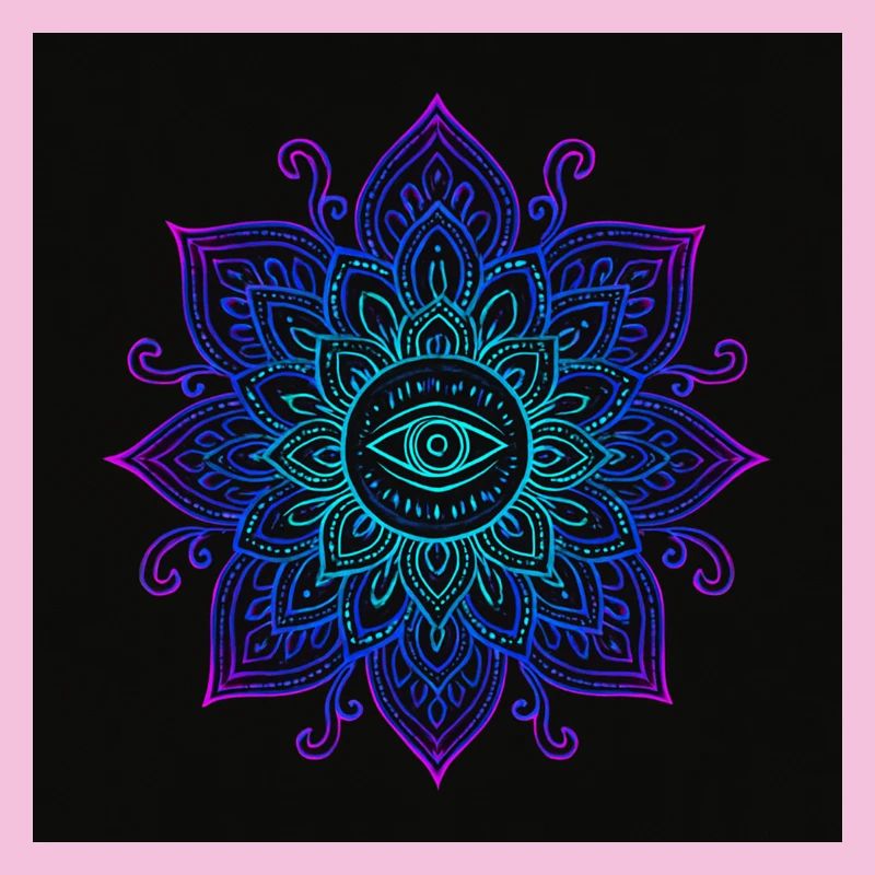Oeil en néon mandala