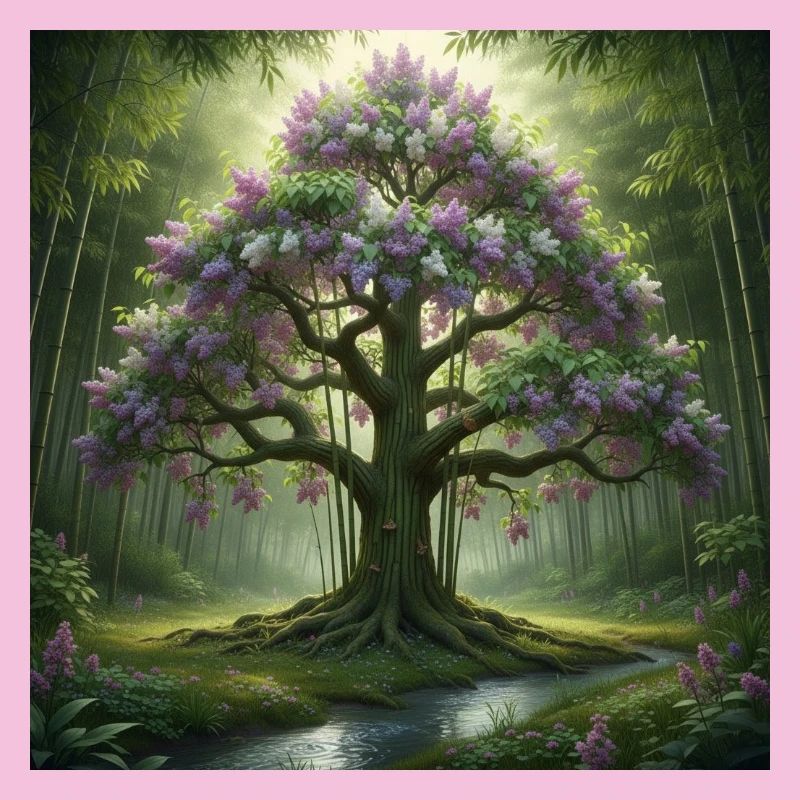 Arbre forestier à fleurs de lilas