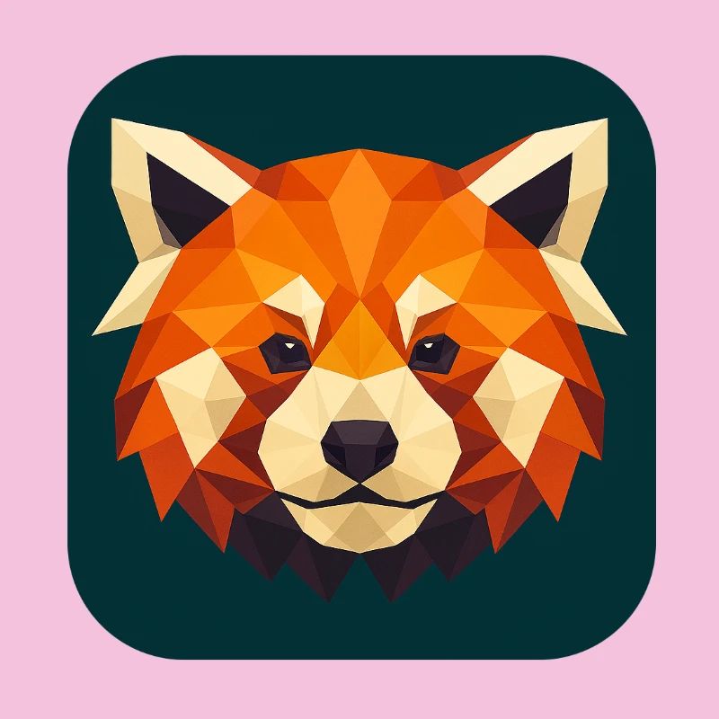 Roter Panda Kopf Low Poly