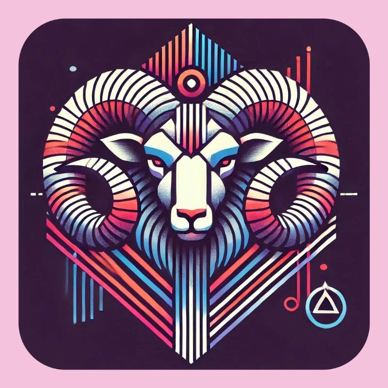 Neon Ram Ram Geometric Line Art