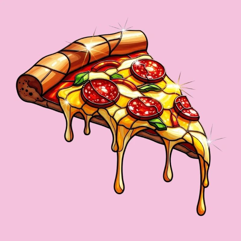 Glänzende Salami-Pizza mit Basilikum