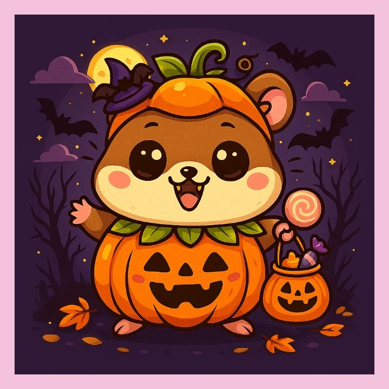 Câlin d’Halloween citrouille hamster chibi