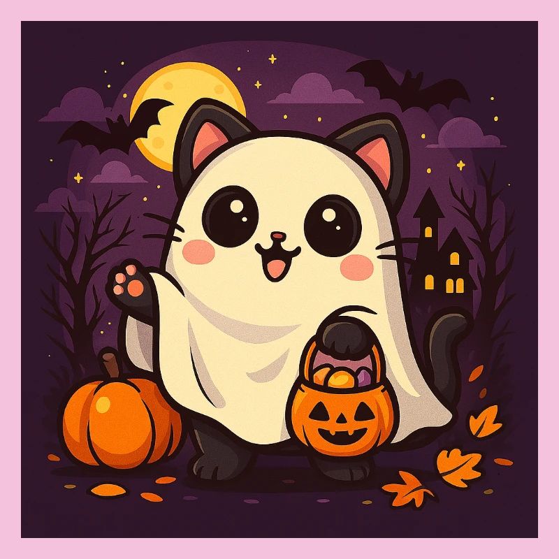 Kuschelige Halloween Geistkatze