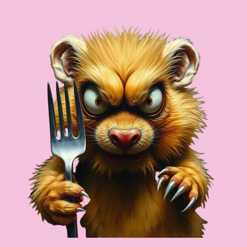 Horror hamster with fork