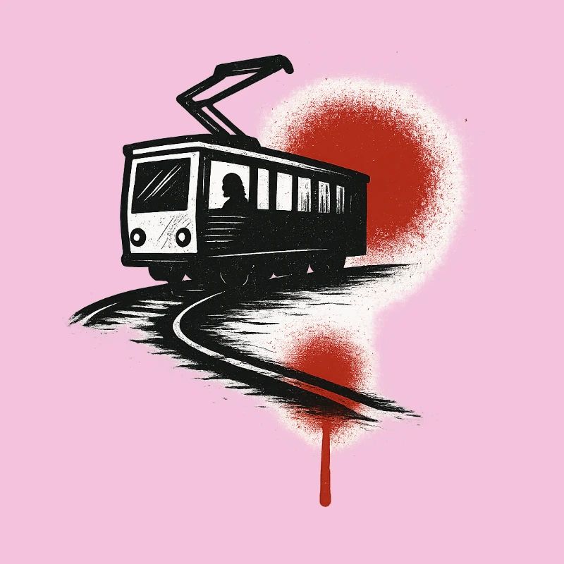 Tram sur la traînée rouge