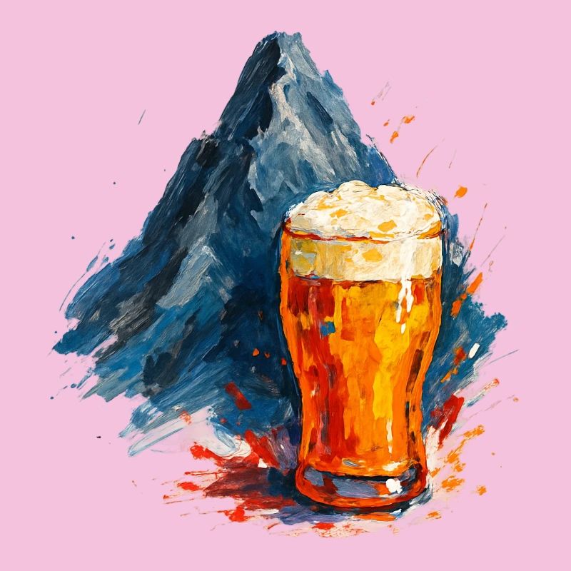 Beer and mountain panorama
