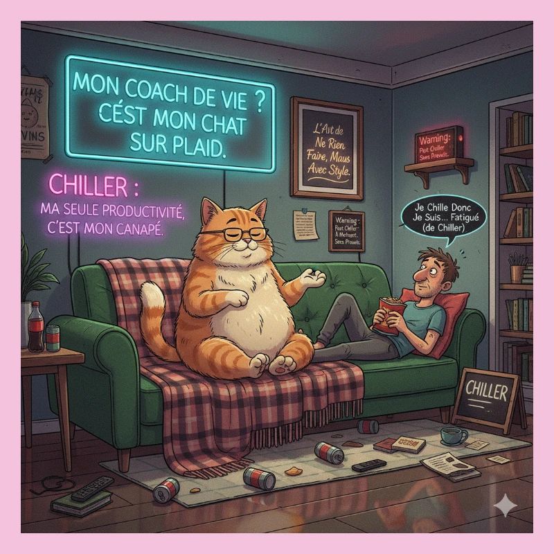 Chill Cat On Neon Plaid
