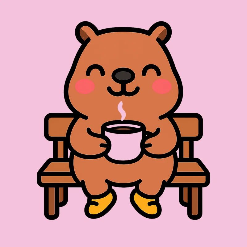Capybara on a coffee bench