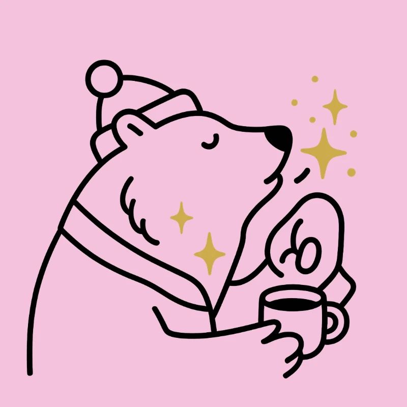 Star Glitter Bear Coffee Magic