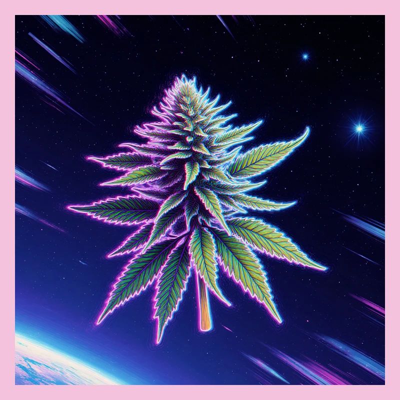 Neon Weltraum Cannabis Blatt