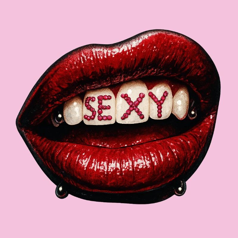 Lippen mit Perlenbuchstaben