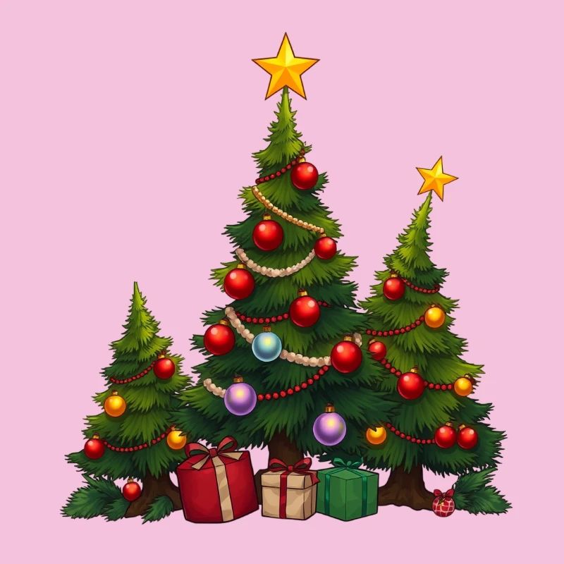Festliche Tannen mit Geschenken
