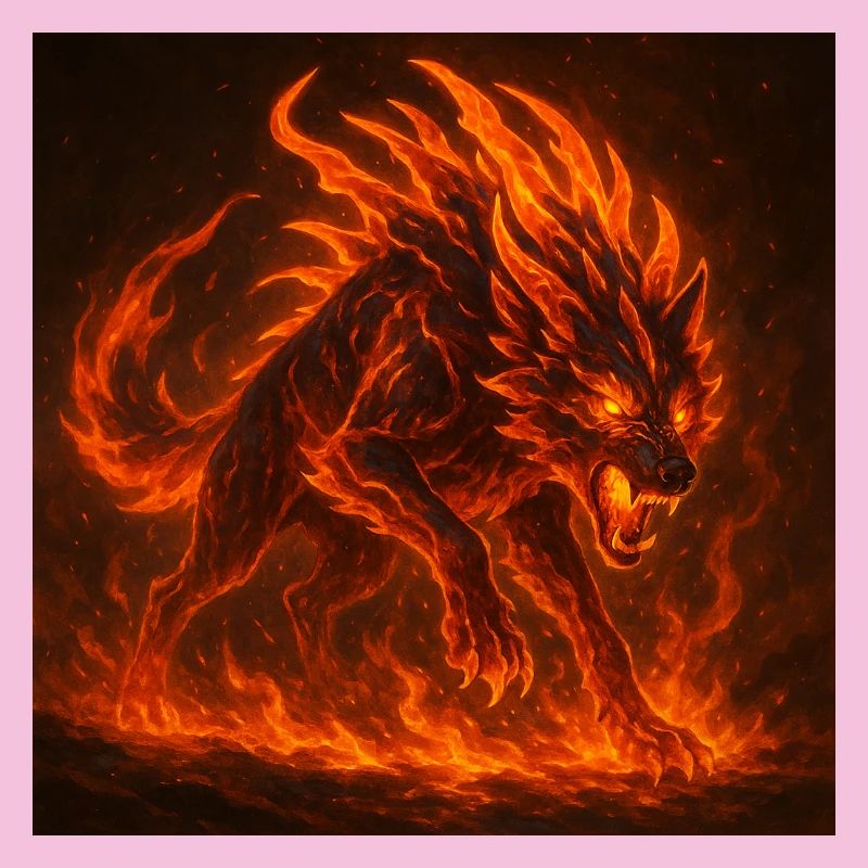 Lava-flammender Wolf