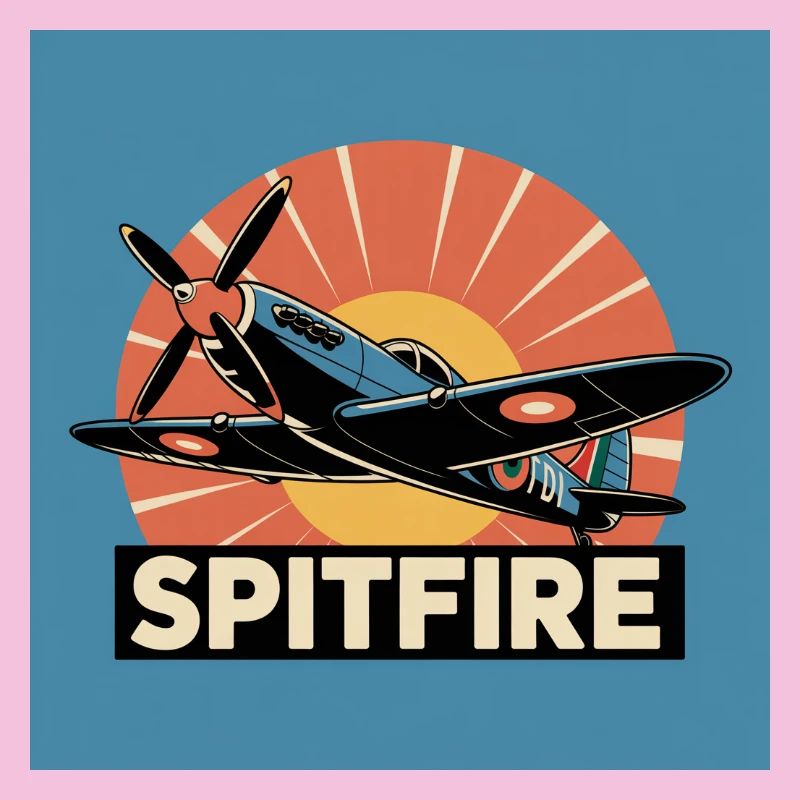 Spitfire Retro Aviation Print