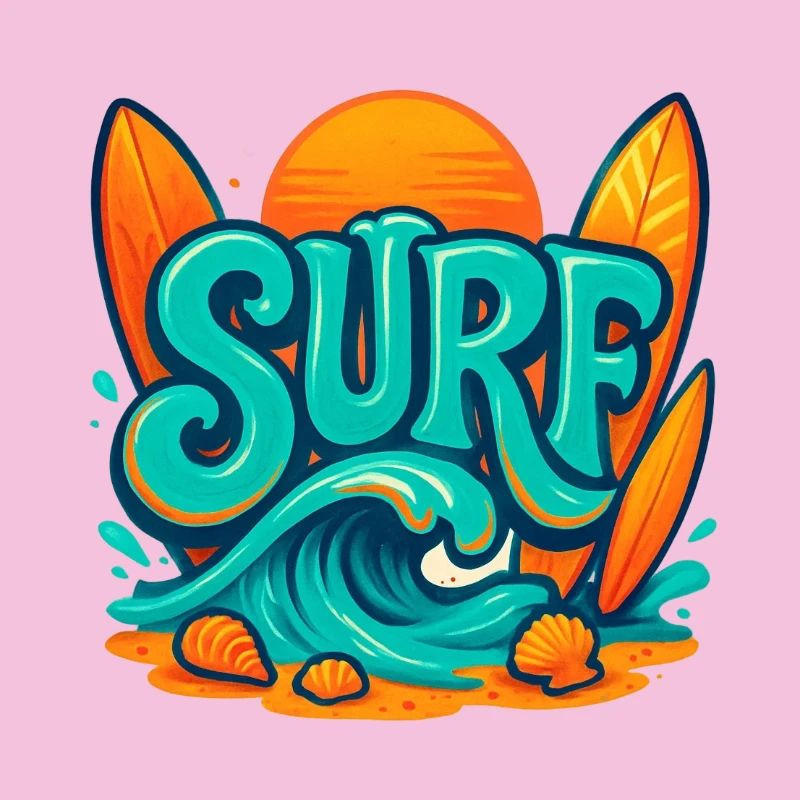 Sunset Surf Wortkunst